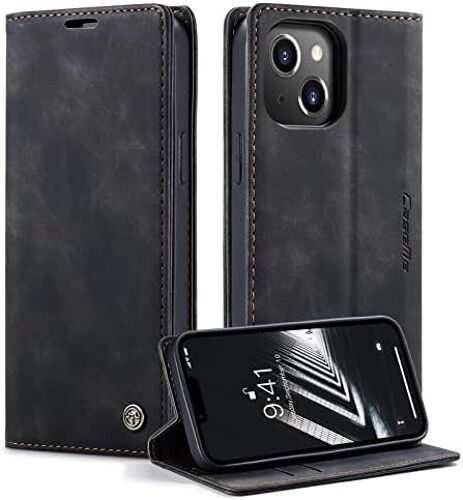 Coque pour iPhone 14 Plus Pochette 6.70 Pouces, Etui Protection Housse Premium en Cuir PU, Etui à Rabat Pochette de Portefeuille Étui pour iPhone 14 Plus Case, Noir