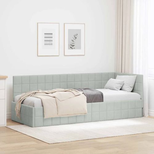 Vidaxl Cadre De Lit D'angle Gris Clair 80 X 200 Cm Velours