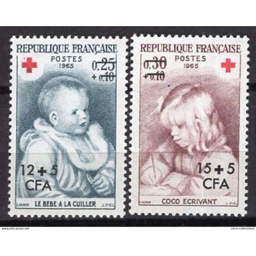 France La Reunion 1965 Paire Croix Rouge Neuf** Yvert N° 366-67