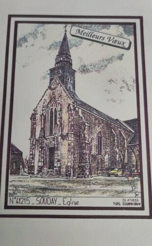 Eglise De Souday Par Yves Ducourtioux 41215 Loir-Et-Cher Couleur Meilleurs Voeux 8,5x13cm Environ