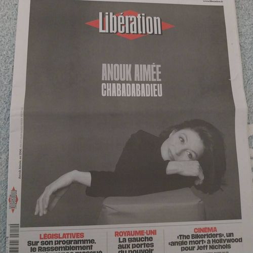 Anouk Aimée . Cinéma. Hommage.  Disparition.  Libération Journal.  Ed 19.06.24