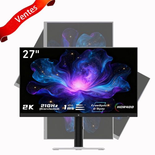 Moniteur de jeu KTC H27T6,écran IPS rapide de 27pouces (2560x1440), taux de rafraîchissement de 210 Hz,deux haut-parleurs intégrés de 2W, pied flexible et compatible avec les supports VESA 100x100mm