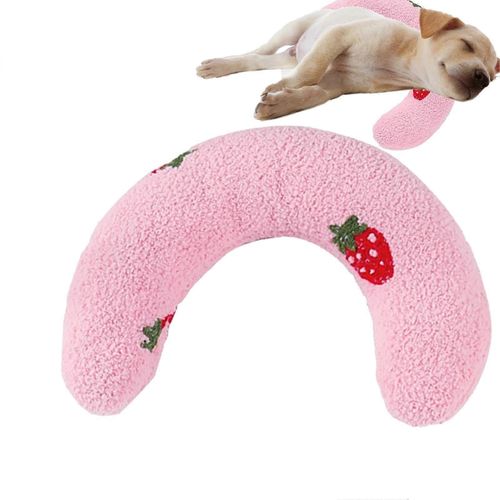 Chat Calmant Oreiller, Peluche Animaux De Cou Oreiller UShaped De Couchage, Oreiller, La Moitié Donut De Chat Et De Chien Lit, Rose Intérieure Animal De Compagnie Coussin