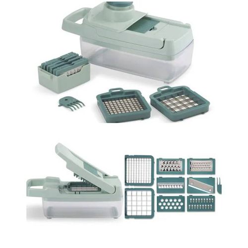 Mandoline Multifonction 8 Lames Interchangeables En Acier Inoxydable Pour Râper Finement À Grossièrement, Trancher, Émincer, Hacher