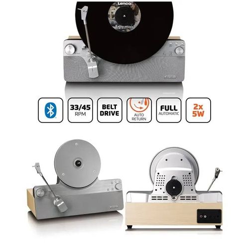 Platine Vinyle Verticale Vintage Grise ¿ Tourne-Disque - TCD-071SI - Bluetooth 5.3 - Platine Vinyle -