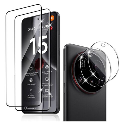 HQSELECTION® Lot de 2 Verre Trempé pour Xiaomi 15 ULTRA avec 2 Protection Objectif Caméra Arrière en Verre Trempé Ultra HD Anti-Rayures 9H