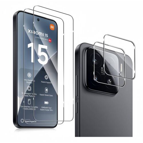 HQSELECTION® Lot de 2 Verre Trempé pour Xiaomi 15 (non pour redmi 15) avec 2 Protection Objectif Caméra Arrière en Verre Trempé Ultra HD Anti-Rayures 9H