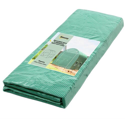 Bâche De Rechange Serre Tunnel 6 M², Bâche Dim. 3l X 2l X 2h M Pe Anti-Uv Imperméable 6 Fenêtres + Porte Enroulable Zippée Vert