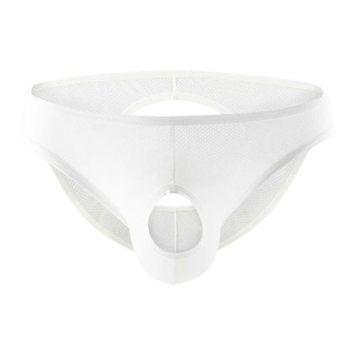 Des Hommes Mesh Shorts De Boxeur Avec Découpe Dos, Respirant, Tissu De Soie, Blanc, Taille Xl