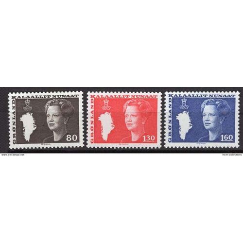 Groenland 1980 Serie Courante Margrethe Ii 3 Valeurs Neuf** Yvert N° 108-10