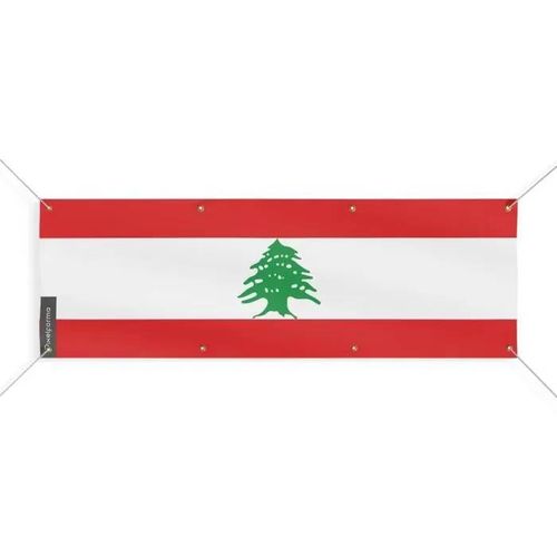 Bannière Drapeau - Liban - 120x360 cm - Polyester - 8 ?illets - Impression numérique