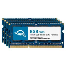 OWC 32.0GB (4x 8GB) PC3-12800 DDR3L 1600MHz SO-DIMM 204 Pin CL11 Memory Upg. Kit (4 x 8GB, 1600 MHz, RAM DDR3, SO-DIMM), Mémoire vive, Bleu