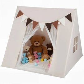 Costway Tente De Jeux Enfant Avec Tapis Matelassé Lavable, Fanions Colorés, Rideaux De Porte, Fenêtres, 3+ Ans 120 X 120 X 105 Cm