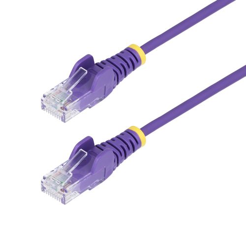 StarTech.com 2m Purple Slim CAT6 Ethernet Cable, Snagless, 28AWG, LSZH - Cordon de raccordement - RJ-45 (M) pour RJ-45 (M) - 2 m - 3.6 mm - UTP - CAT 5/5e/6 - IEEE 802.3bt - sans halogène, sans...
