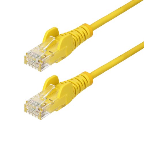 StarTech.com 2m Yellow Slim CAT6 Ethernet Cable, Snagless, 28AWG, LSZH - Cordon de raccordement - RJ-45 (M) pour RJ-45 (M) - 2 m - 3.6 mm - UTP - CAT 5/5e/6 - IEEE 802.3bt - sans halogène, sans...