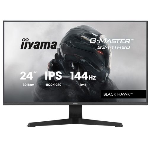 iiyama G-MASTER Black Hawk G2441HSU-B1 - Écran LED - jeux - 24" - 1920 x 1080 Full HD (1080p) @ 144 Hz - IPS - 350 cd/m² - 1500:1 - 1 ms - HDMI, DisplayPort - haut-parleurs - noir mat