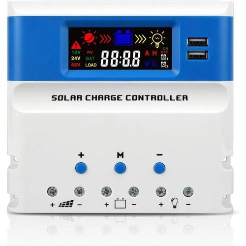 NUOWEIDE 60A Contrôleur Solaire PWM 12V/24V/48V avec USB et Sonde Température.