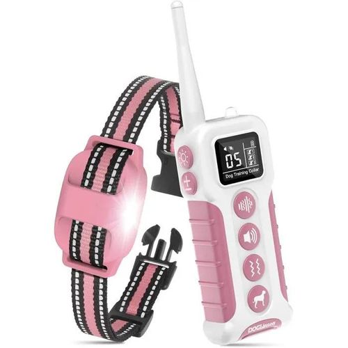Doglinsen Collier De Dressage Sans Choc, 1000m Portée, 4 Modes, Adapté À Toutes Tailles (Rose).