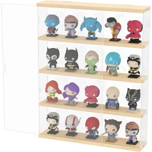 Vitrine Murale Joody Pour Figurines Et Miniatures, 4 Étagères Acrylique Avec Porte Coulissante, 40x8.5x50 Cm.