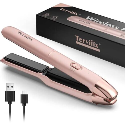 Mini Lisseur Sans Fil Rechargeable 2-En-1 Avec Infusion D'huile D'argan, Max 220°C, Chauffage Rapide 50s, Batterie 4500mah.