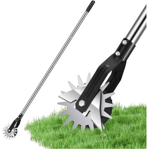 Coupe-Bordure Manuel Rotatif avec Roue - Outil de Jardinage Ajustable, Lames Auto-Affûtées.