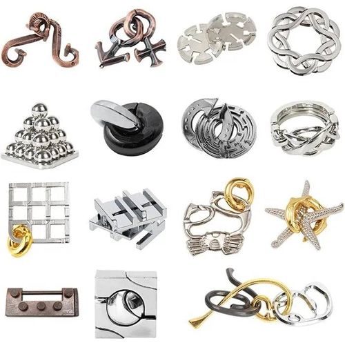 RoseFlower Set de 15 Casse-Têtes Métal 3D, Jouets Éducatifs pour Enfants & Adultes.