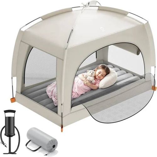 QPAU Lit de Voyage Gonflable Enfant avec Tente ¿ Matelas Léger et Pompe à Main ¿ Couchage Portable Intérieur/Extérieur Camping.