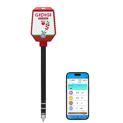Kit Numérique 8-en-1 Testeur d'Humidité et pH Sol pour Plantes - Surveillance 24h Lumière, Fertilité, Température,….