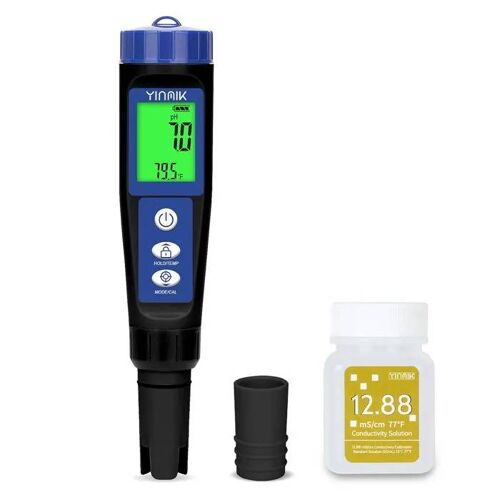 Kit Testeur Multifonction Piscine & Hydroponie - pH, Sel, EC, TDS, TEMP - Pour Piscine, Aquarium, Eau Potable.