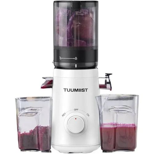 Extracteur de Jus TUUMIIST, Goulotte XL 135mm, Pressage Lent, Fruits & Légumes Entiers, Facile à Nettoyer.