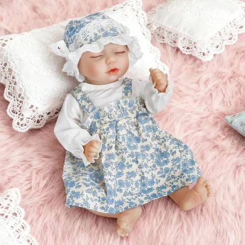 Poupée Reborn Réaliste 43cm avec Capteur de Gravité - Rit, Pleure, Respire - Pour Enfants 3+ (Bleu).