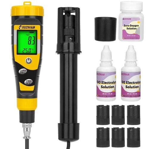 UIUZMAR Testeur d'Oxygène Dissous Portable - Kit avec Électrode 3,6 Pieds pour Bassins, Aquariums, Aquaculture, Mesure 0-40 mg/L.