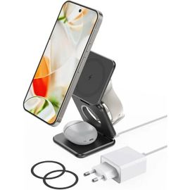Ku Xiu Chargeur Sans Fil 3-En-1 15w Mag-Safe Pliable Pour Google Pixel, Watch, Buds.