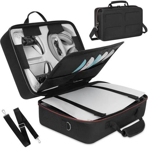 OUUTMEE Sac de Transport PS5, Étui Protecteur Console & Accessoires, Bandoulière, Noir.
