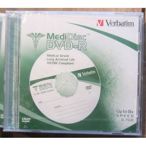 9 DVD-R avec boitiers Medi Disc Verbatim 4,7 GB Medical Grade Long Archival Life