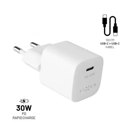 Chargeur Réseau - Fixed - Mini - Usb-C - 30w - 1 Mètre - Blanc