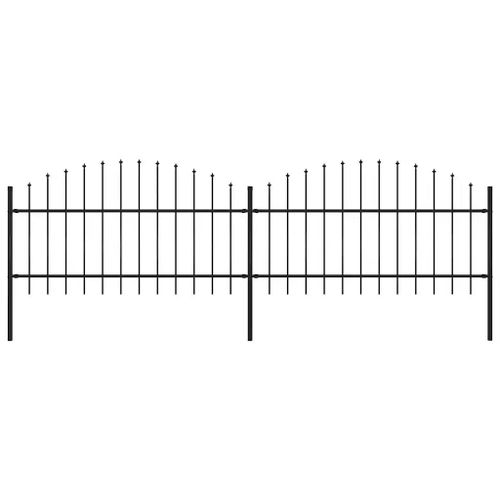 Prolenta Premium - Clôture De Jardin Avec Dessus En Forme De Lance En Acier 359 X 125 Cm Noir