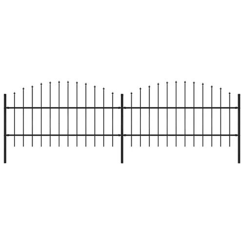 Prolenta Premium - Clôture De Jardin Avec Dessus En Forme De Lance En Acier 359 X 100 Cm Noir