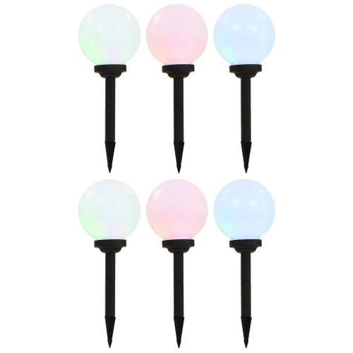 Prolenta Premium - Lampes Solaires Sphériques Led De Jardin 6 Pcs 20 Cm Rvb