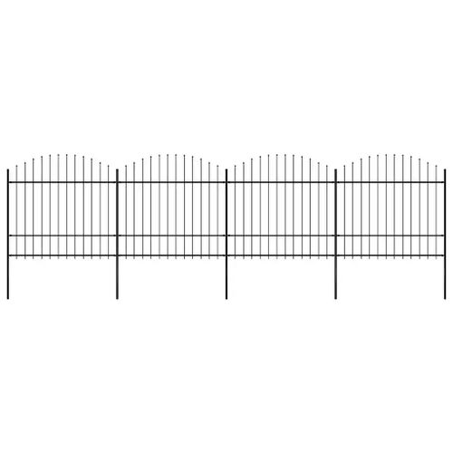 Prolenta Premium - Clôture De Jardin Avec Dessus En Forme De Lance En Acier 714,5 X 175 Cm Noir
