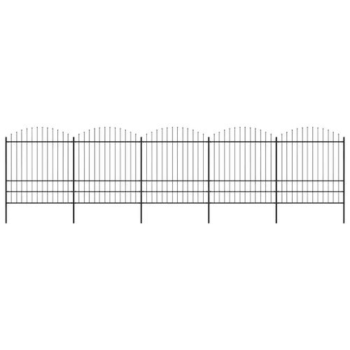 Prolenta Premium - Clôture De Jardin Avec Dessus En Forme De Lance En Acier 892,5 X 200 Cm Noir