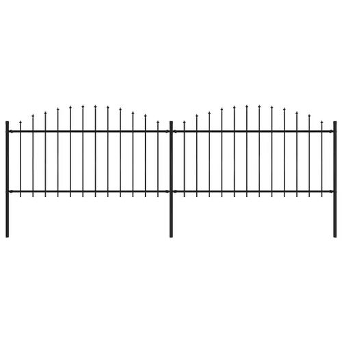 Prolenta Premium - Clôture De Jardin Avec Dessus En Forme De Lance En Acier 359 X 150 Cm Noir