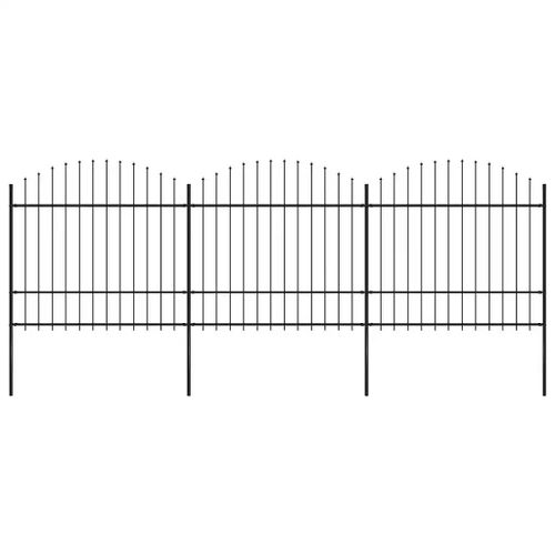 Prolenta Premium - Clôture De Jardin Avec Dessus En Forme De Lance En Acier 537 X 175 Cm Noir