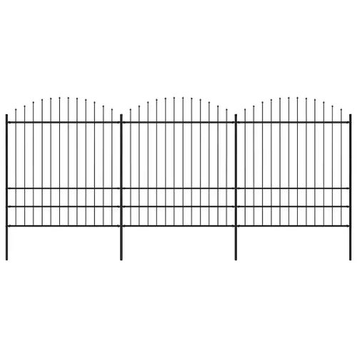 Prolenta Premium - Clôture De Jardin Avec Dessus En Forme De Lance En Acier 537 X 200 Cm Noir