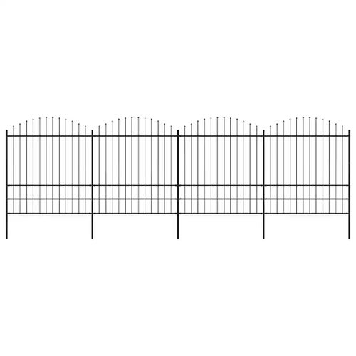 Prolenta Premium - Clôture De Jardin Avec Dessus En Forme De Lance En Acier 714,5 X 200 Cm Noir