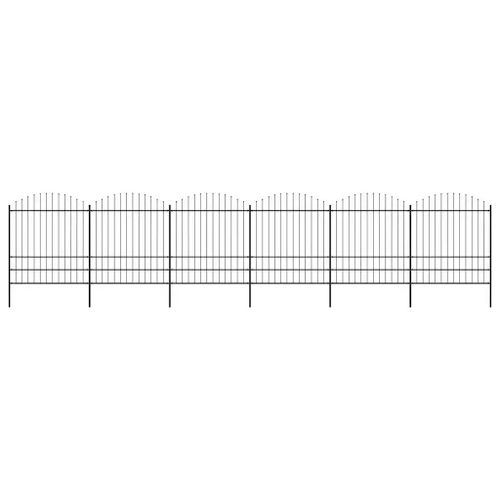 Prolenta Premium - Clôture De Jardin Avec Dessus En Forme De Lance En Acier 1070 X 200 Cm Noir