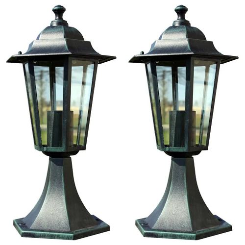 Prolenta Premium - Lampes De Jardin 2 Pcs Vert Foncé/Noir Aluminium