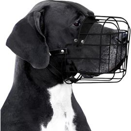 Muselière Chien Réglable En Fil Métallique Durable Pour Grands Chiens, Sangles En Cuir, Respirant, Permet De Boire, Entraînement, Empêche Les Morsures (Dogue Allemand, Pvc)