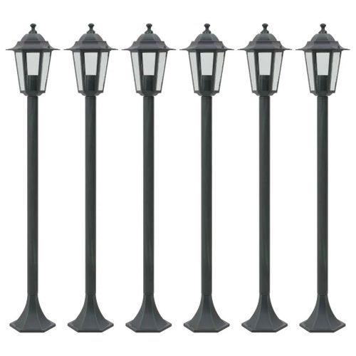 Prolenta Premium - Lampe De Jardin À Piquet 6 Pcs E27 110 Cm Aluminium Vert Foncé