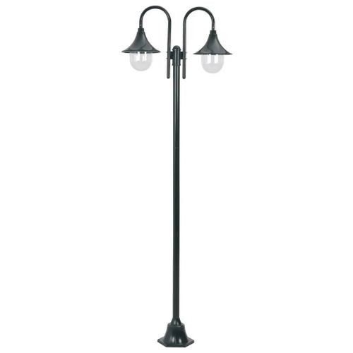 Prolenta Premium - Lampadaire De Jardin E27 220cm Aluminium 2 Lanternes Vert Foncé